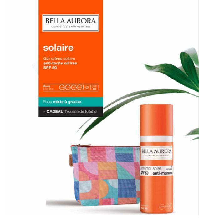 Bella aurora gel creme solaire SPF 50+ Peaux mixte à grasses 50ml + Trousse Aléatoire