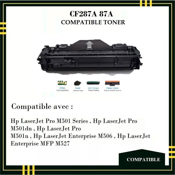 Toner Compatible - HP CF287A 87A - Noir -   Impression Laser