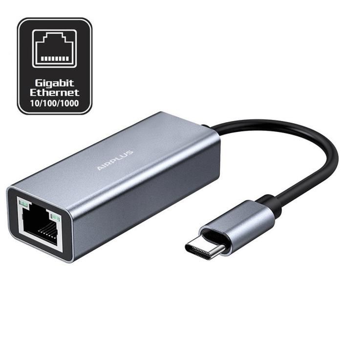 Adaptateur Ethernet USB-C - AIRPLUS - CX3101 - Gigabit RJ-45 - Aluminium - Plug-and-Play
