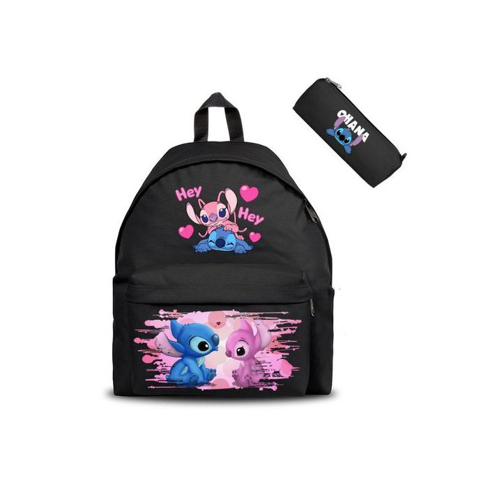 Stitch & Lilo Angel Pink Ohana Disney Style 3 - Cartable & Trousse Backpack Scolaire