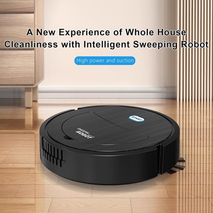 Robot de balayage sans fil, chargement USB 3 en 1, robot intelligent pour usage domestique Noir