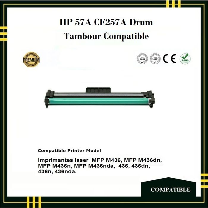 Cartouche de tambour - CF257A - Noir - 80 000 Pages - Compatible LaserJet M436n MFP