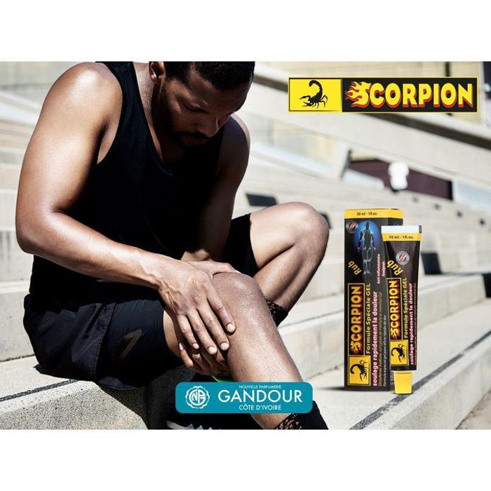 scorpion gel Recommandé dans les cas de rhumatisme. courbatures et douleur