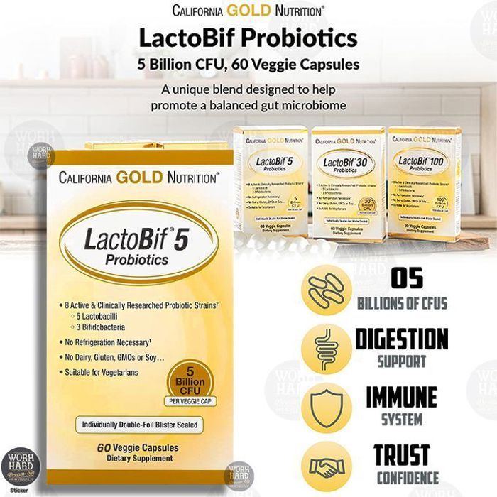 Probiotiques LactoBif® 5, 5 milliards d'UFC, 60 CapsVeg