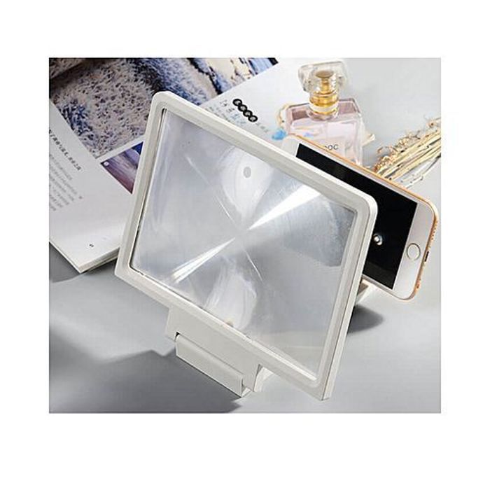 Amplificateur d'écran - HD - Blanc - Loupe intégrée - Ajustable - Compatible tous smartphones