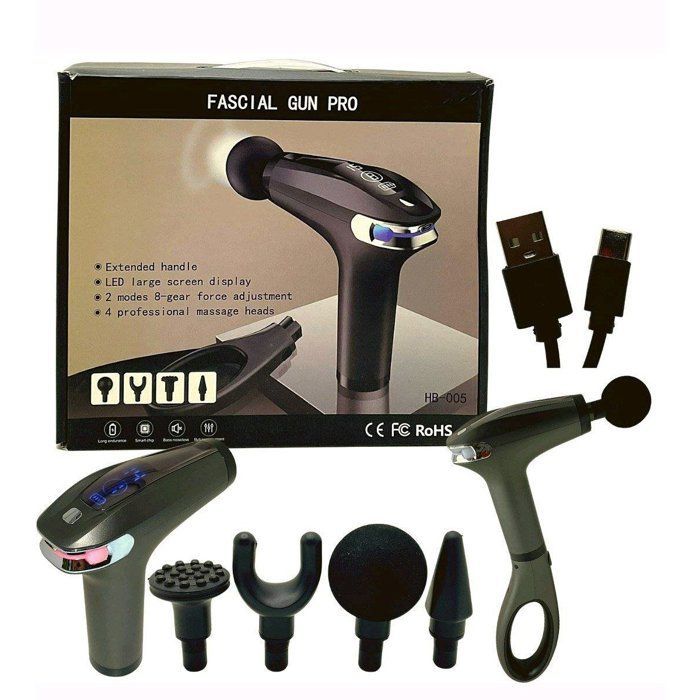 Pistolet de massage musculaire à percussion avec manche extensible pour tout le corps, masseur cervical et dos en tissu profond,