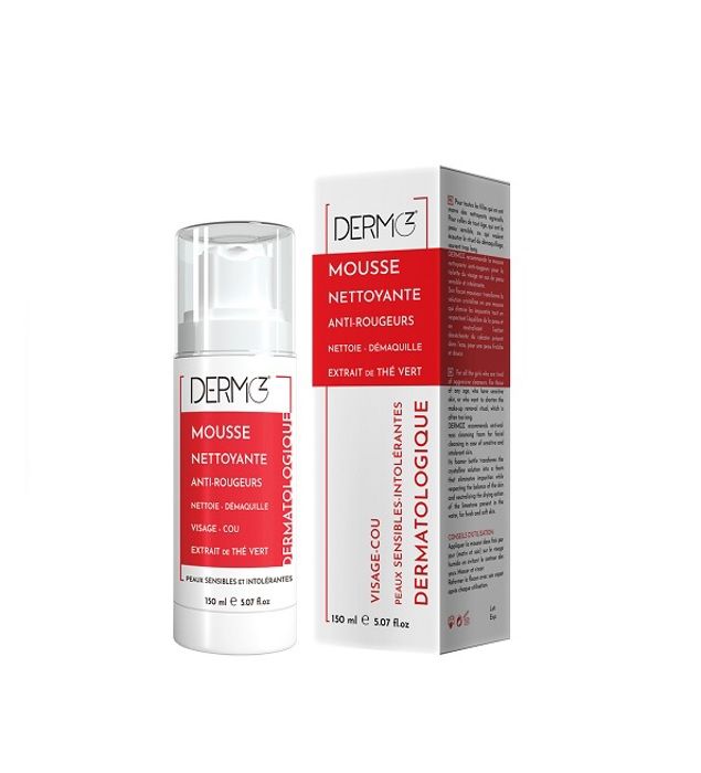 Mousse Nettoyante Anti-Rougeurs - DERMOZ - 150Ml - Hypoallergénique - Pour Peau Sensible - Texture Mousse