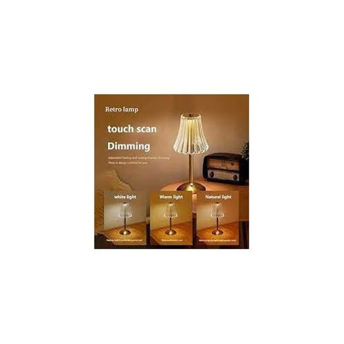 Lampe de table led en cristal sans fil à intensité tactile