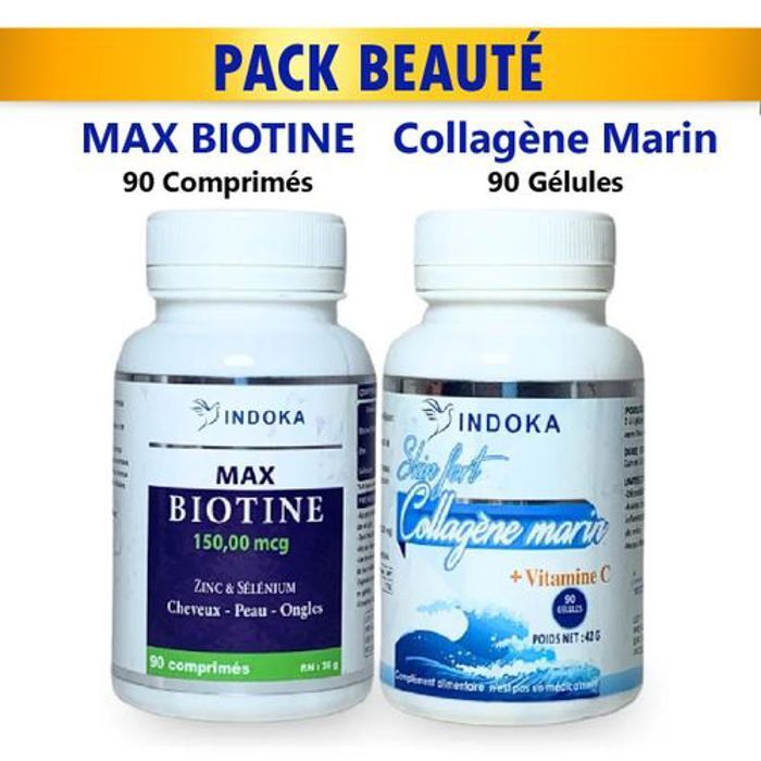 Indoka Pack Beauté Biotine + Collagène 90 Gélules