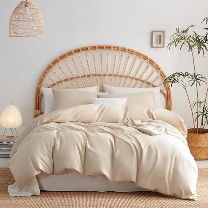 Housse de couette + 1 taie d'oreiller  160/220 Percale 100% coton Biege