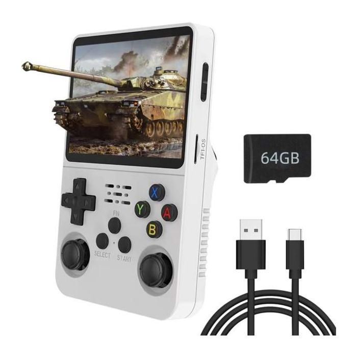 Console Portable - R36S - Blanc - 100+ Jeux Rétro - Multi-émulateurs - Plug-and-Play