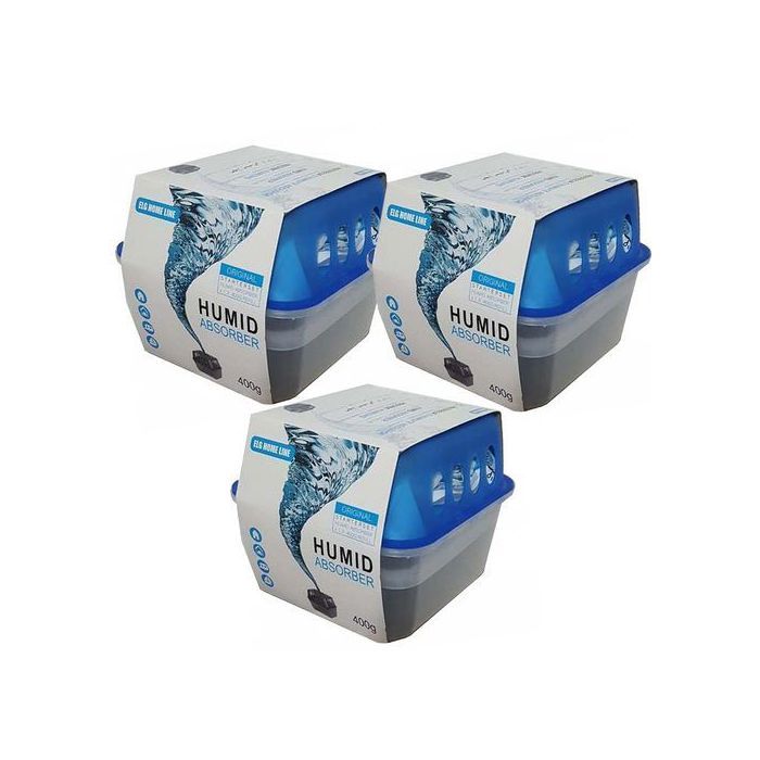Déshumidificateur à granulés (Trois sachets Anti-humidité 400 + trois boites plastique)