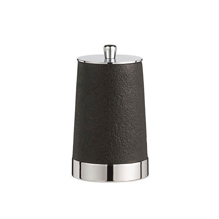 Porte-coton - Pompaï - Noir - Polyrésine - Inox - H 12,5 cm