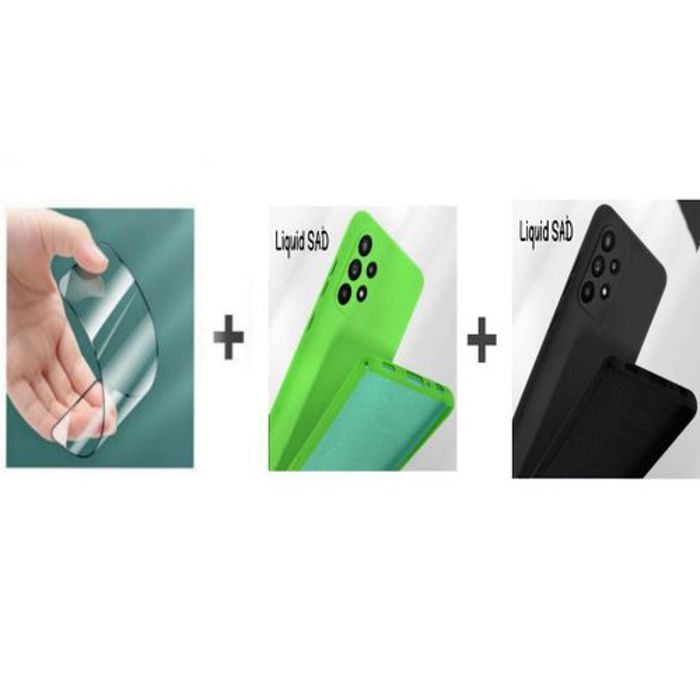 Case Pack: 2 Pochette Samsung A52 Silicone Souple Vert Pistache Et Noir + Protection Incassable
