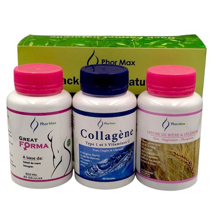 pack format naturelle acide hyaluronic / great forma 60 gelules +collagene 60 gelules + levere de biere 60 gelules