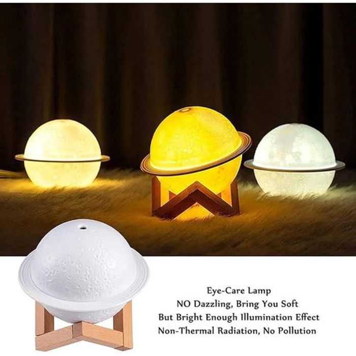 Lampe - Saturn - Rechargeable - 3 Couleurs - Humidificateur - Design Contemporain