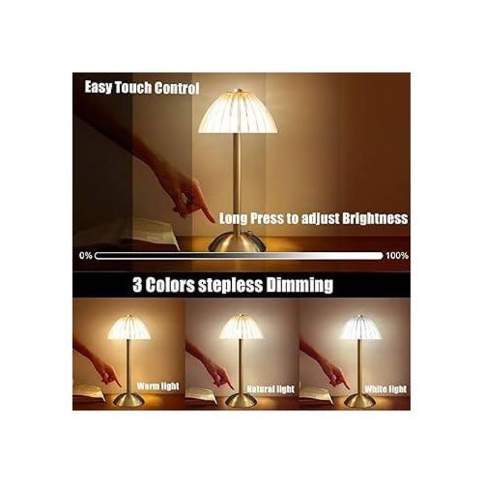 Lampe de table sans fil rechargeable moderne, lampe de chevet led tactile dimmable