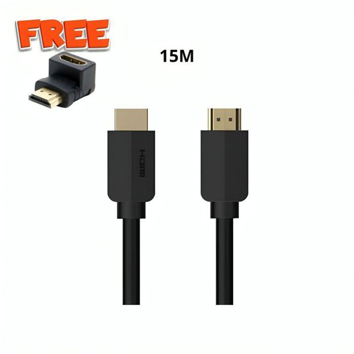 Cable HDMI 15M, HAUTE VITESSE avec Ethernet + Deux Adaptateur HDMI Male / Femelle GRATUIT