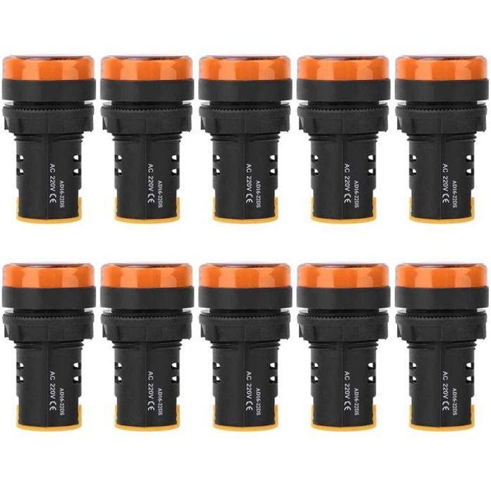 Tosun 10Pcs Voyant Led Lumineux Orange 220V Ad16-22D/S(orange)