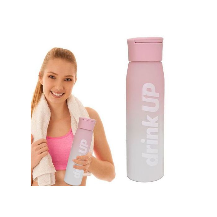 Bouteille d'eau de sport avec paille et marquage du temps de motivation