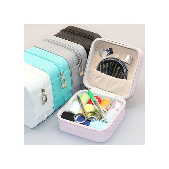 Kit de Couture 19 Pièces avec Boîte à Fermeture Éclair pour Point de Croix - Ensemble Complet de Couture à la Main pour Voyage