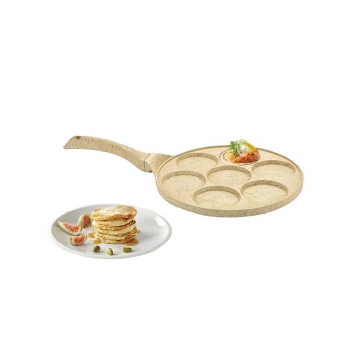 Elite Crêpière 26 cm en Granite Antiadhésive Poêle à 7 Pancakes, Poêle à Mini beghrir