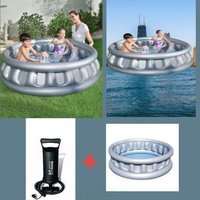 Piscine Gonflable - Bestway - 152 cm - Forme Vaisseau Spatial - Capacité 512 Litres - Gonfleur Inclus