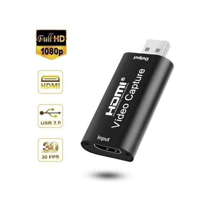 Capture vidéo HDMI - USB - 1080P - Enregistrement - Streaming - Compatible Windows/MacOS