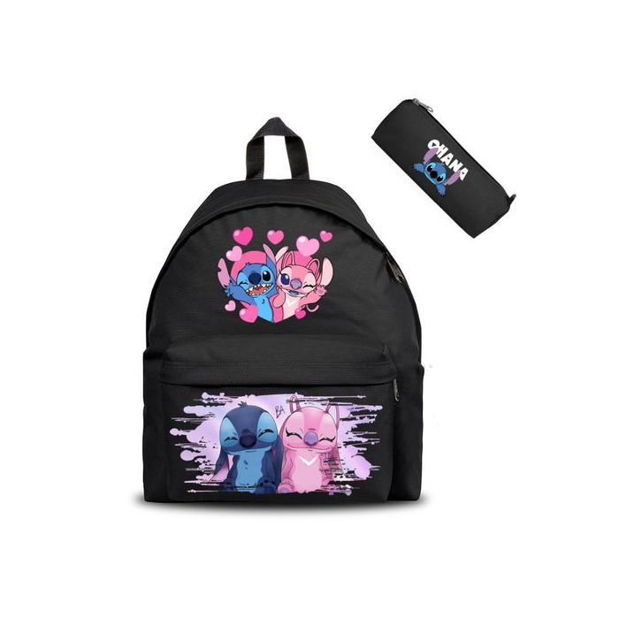 Stitch & Lilo Angel Pink Ohana Disney Style 7 - Cartable & Trousse Backpack Scolaire