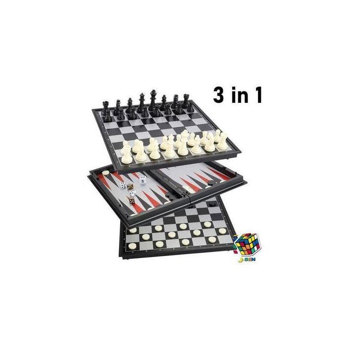Backgammon & Chess Set Jeux de dam et d’échecs Chess Set Folding Board 3 in 1-6