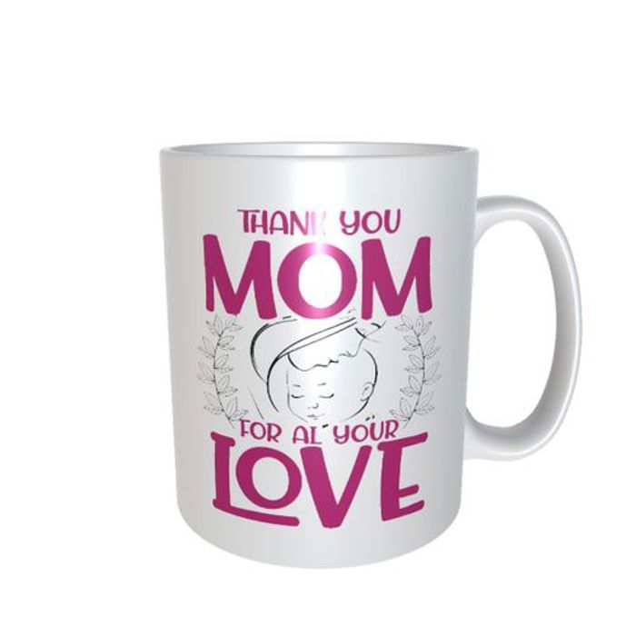 Mug - Thank you Mom - Blanc - Céramique - 325 ml - Design contemporain