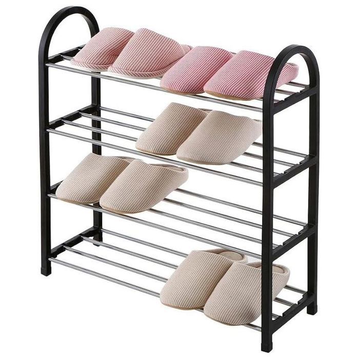 Étagère à chaussures - 4 niveaux - Noir - Organisateur pratique - Facile à monter