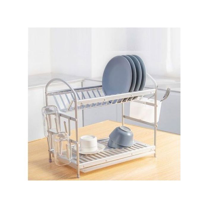 Égouttoir à vaisselle en aluminium 2 niveaux. 49.7 x 25 x 37.7 cm