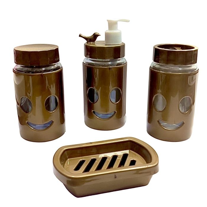 Ensemble de salle de bain 4 pièces Distributeur de savon liquide, Distributeur de brosse à dents, Distributeur de savon solide