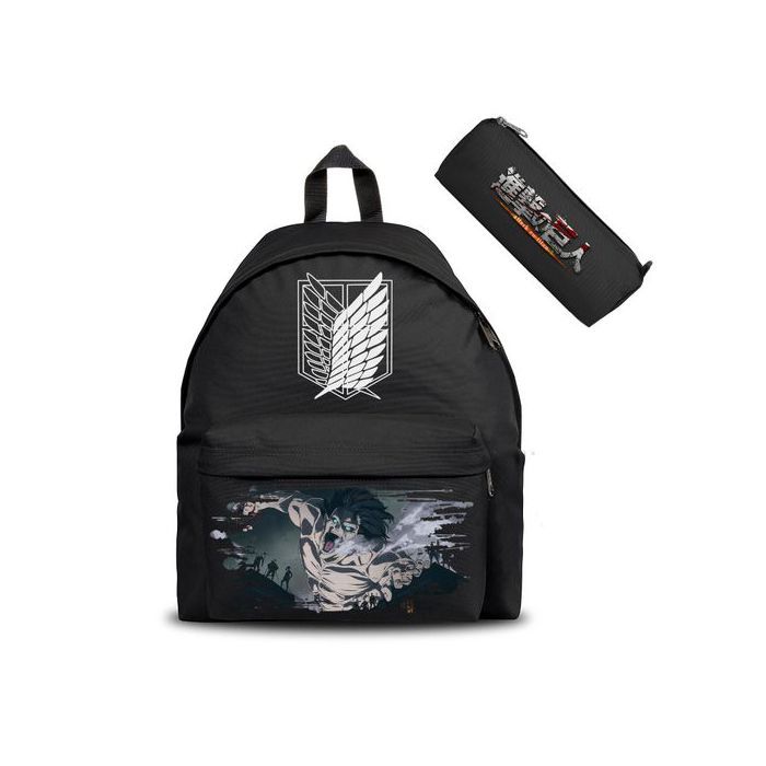 Attack On Titan Anime Eren Mika Sa Levi Survey Corps Style 2 - Cartable & Trousse Backpack Scolaire
