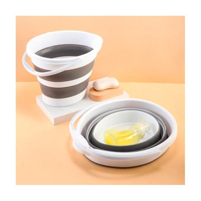 Seau d'eau pliable en silicone - 10 litres - grey