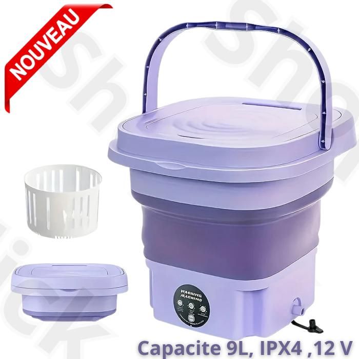 Machine à laver portable pour bébé, sous-vêtements et culottes, mini décollage, pour dortoir, voyage, 9L 12V Waterproof IPX4