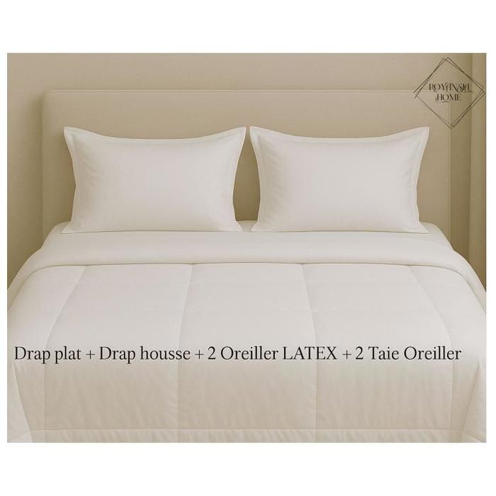 Pack de literie - ROYANSIA HOME - 180x200cm - Protection & Douceur - Draps + Oreillers + Couette