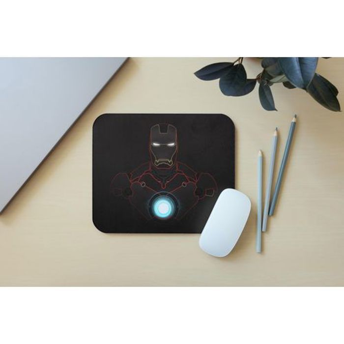 Tapis de souris - Iron Man - 20x20 cm - Caoutchouc anti-dérapant - Impression photo - Tissu doux