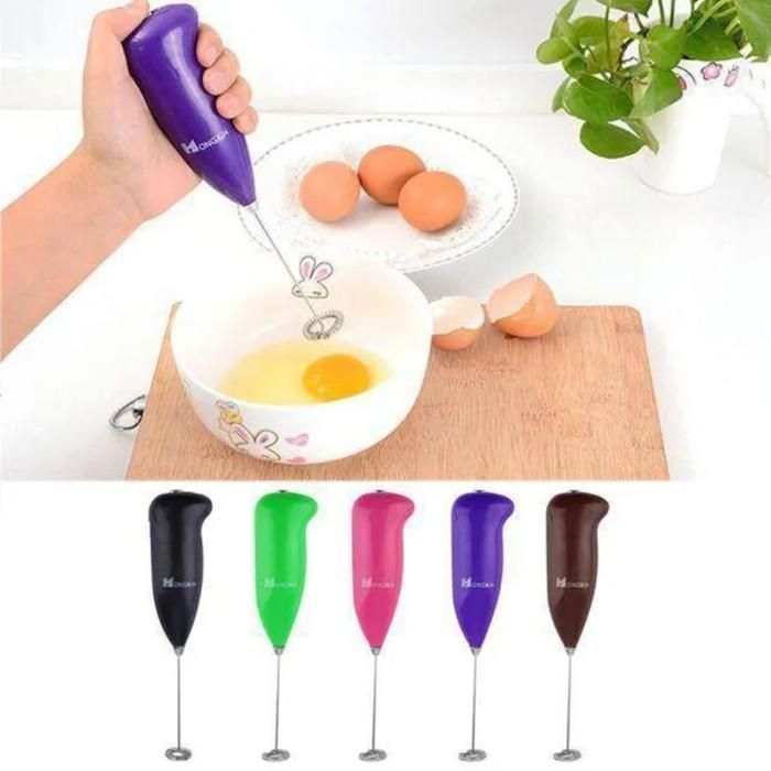 Batteur à œufs électrique portatif en acier inoxydable, Mini mélangeur de café et de thé au lait (Couleur aléatoire)