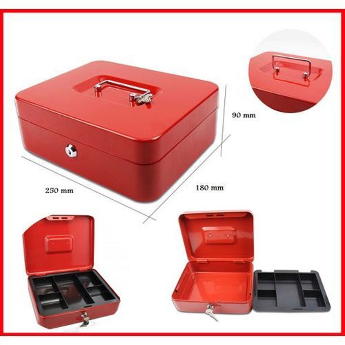 Caisse avec Porte-Monnaie à Monnaie// Caisse en Métal à Monnaie et Billets // Petite Coffre Fort avec Porte-monnaie