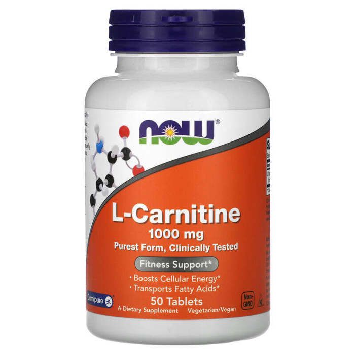 L-carnitine, 1000 mg - Renforce l'énergie cellulaire - 50 Comprimés