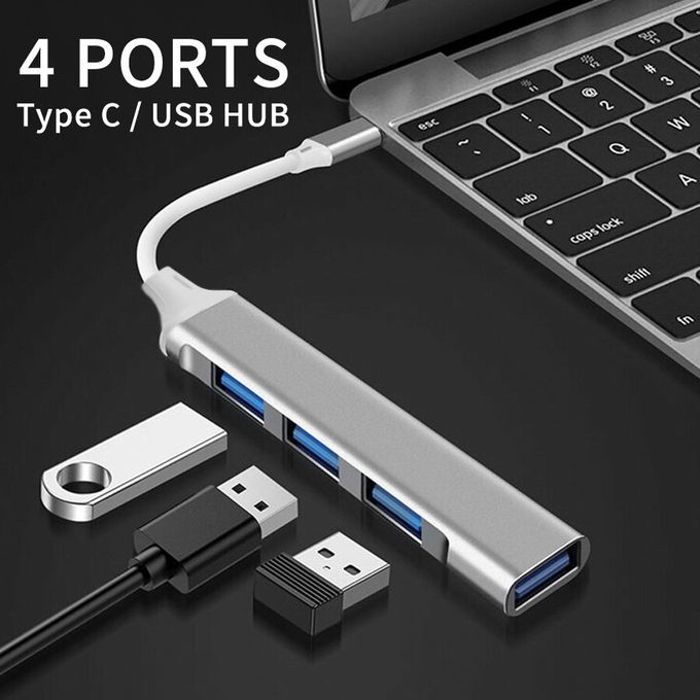 4 Port Multi Splitter Type C HUB 3.0 4 Port Multi Diviseur Adaptateur OTG USB pour PC