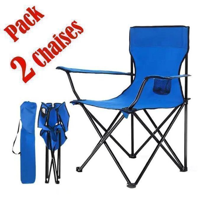 Pack de 2 Chaises de Plage - Non spécifié - Pliable - Acier/Tissu Oxford - Porte-gobelet