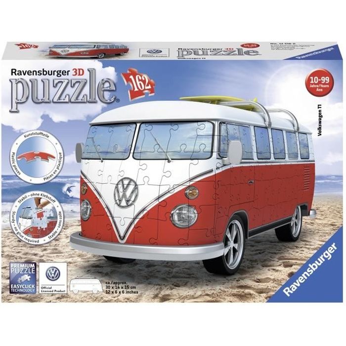 Puzzle 3D Combi T1 Volkswagen - Ravensburger - 162 pièces - sans colle - Enfant 8 ans