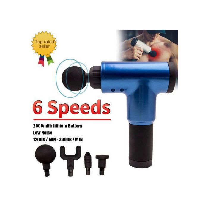 Pistolet de massage musculaire rechargeable à 6 niveaux et 4 têtes