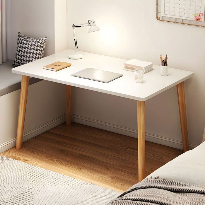 Bureau et table en bois contemporain en forme de rectangle sans chaise pour le bureau - Table Blanche en bois 100x50x74 cm