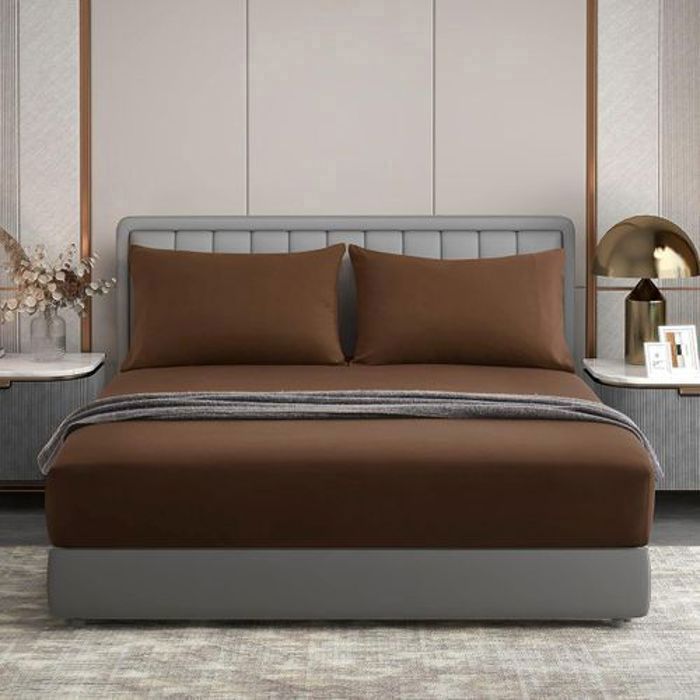 Drap Housse - DWIRTY - Marron - 140 x 200 cm - Doux - Antiallérgique