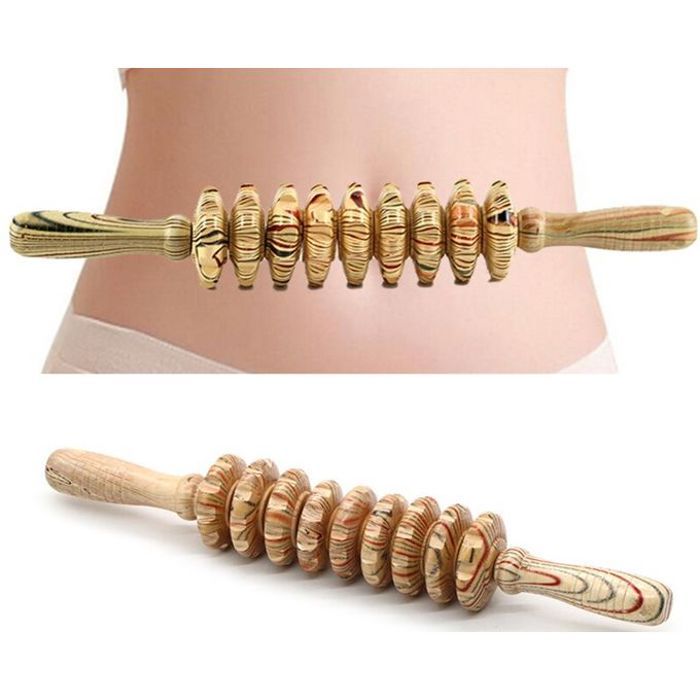 Rouleau de massage polyvalent en bois neuf tours