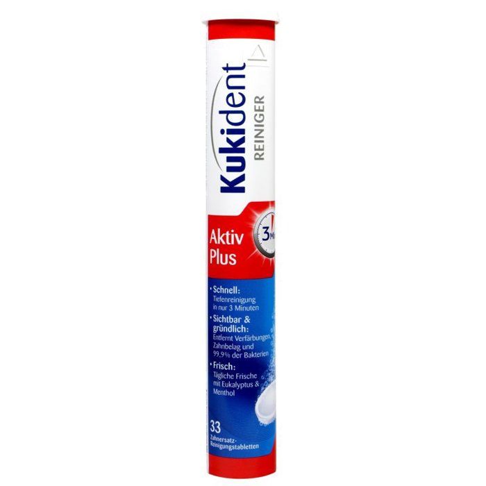Comprimés nettoyants pour prothèses dentaires Kukident Active Plus 33 pièces